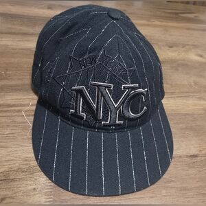K & B Ethos New York City NY  Hat Adult Fitted Large Black Silver Embroidery